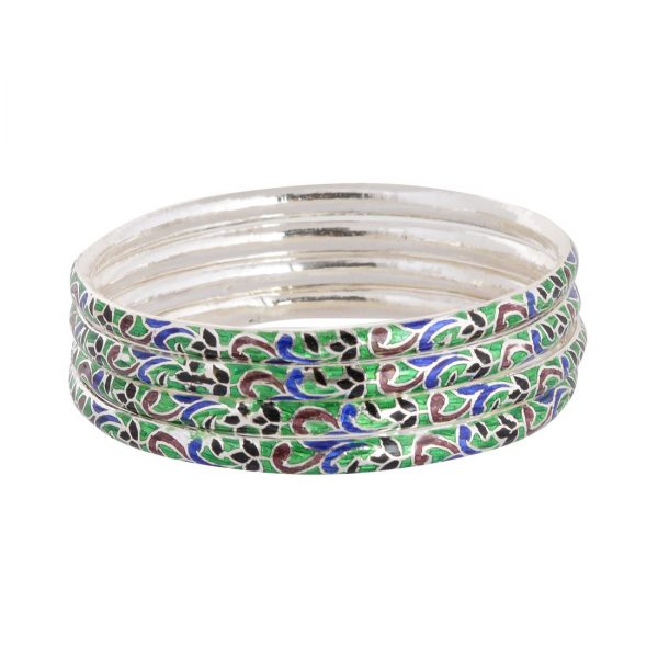 YUBI Multicolour Silver Bangles for Women (YUBI 0001 B)