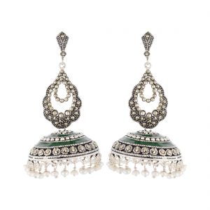 YUBI Multicolour Silver Jhumki for Women (YUBI 0006 E)
