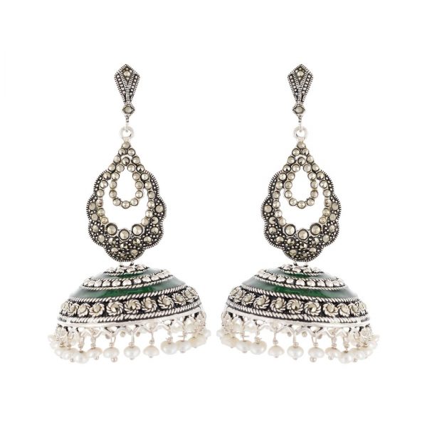 YUBI Multicolour Silver Jhumki for Women (YUBI 0006 E)