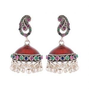 YUBI Multicolour Silver Jhumki for Women (YUBI 0007 E)