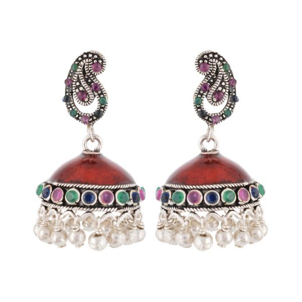 YUBI Multicolour Silver Jhumki for Women (YUBI 0007 E)