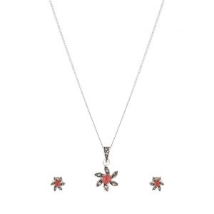 YUBI Multicolour Silver Pendant & Earrings Set for Women (YUBI 0012 PS)