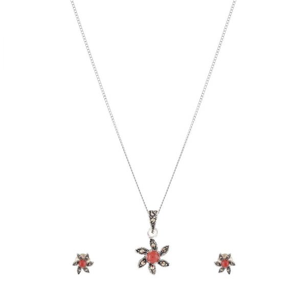 YUBI Multicolour Silver Pendant & Earrings Set for Women (YUBI 0012 PS)