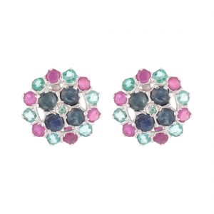 YUBI Multicolour Silver Studs for Women (YUBI 0013 E)