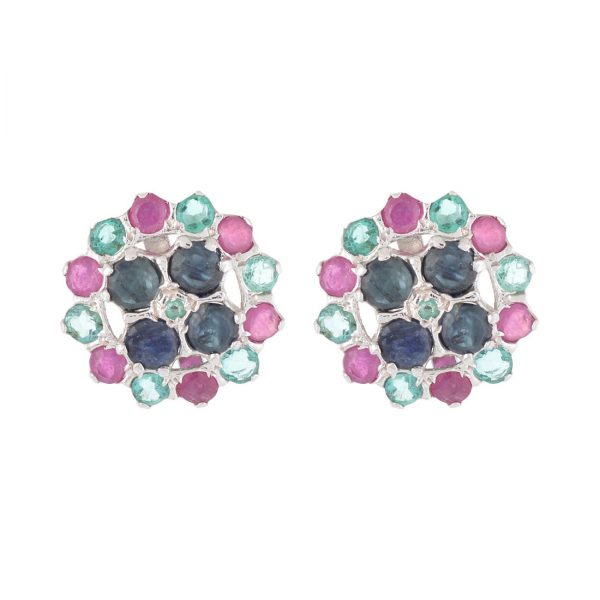 YUBI Multicolour Silver Studs for Women (YUBI 0013 E)