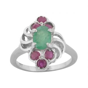 YUBI Multicolour Silver Ring for Women (YUBI 0016 R)