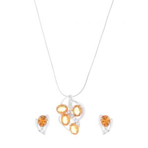 YUBI Silver & Yellow Silver Pendant & Earrings Set for Women (YUBI 0043 PS)