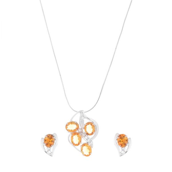 YUBI Silver & Yellow Silver Pendant & Earrings Set for Women (YUBI 0043 PS)