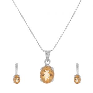 YUBI Silver & Yellow Silver Pendant & Earrings Set for Women (YUBI 0048 PS)