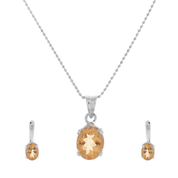 YUBI Silver & Yellow Silver Pendant & Earrings Set for Women (YUBI 0048 PS)