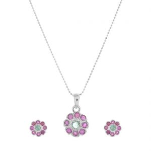 YUBI Multicolour Silver Pendant & Earrings Set for Women (YUBI 0052 P)