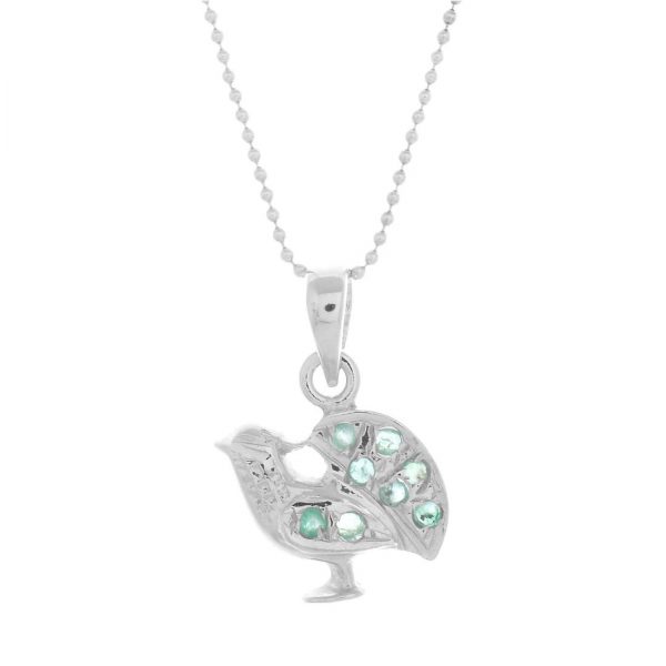 YUBI Silver & Green Silver Pendant for Women (YUBI 0057 P)