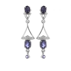 YUBI Silver & Blue Silver Dangle & Drop Earrings for Women (YUBI 0072 E)