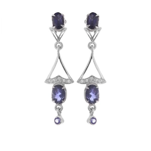 YUBI Silver & Blue Silver Dangle & Drop Earrings for Women (YUBI 0072 E)