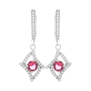YUBI Silver & Pink Silver Dangle & Drop Earrings for Women (YUBI 0074 E)