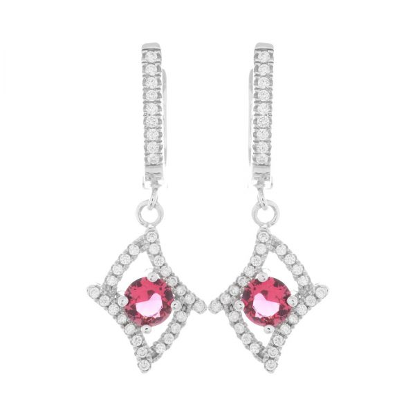 YUBI Silver & Pink Silver Dangle & Drop Earrings for Women (YUBI 0074 E)