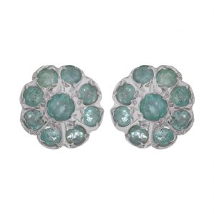 YUBI Silver & Light Green Silver Studs for Women (YUBI 0076 E)
