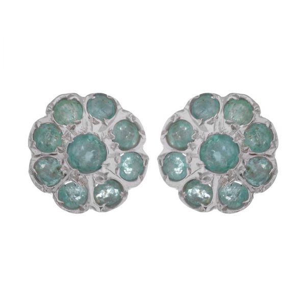 YUBI Silver & Light Green Silver Studs for Women (YUBI 0076 E)