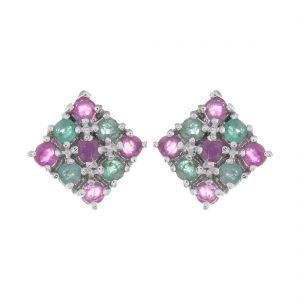 YUBI Multicolour Silver Studs for Women (YUBI 0077 E)