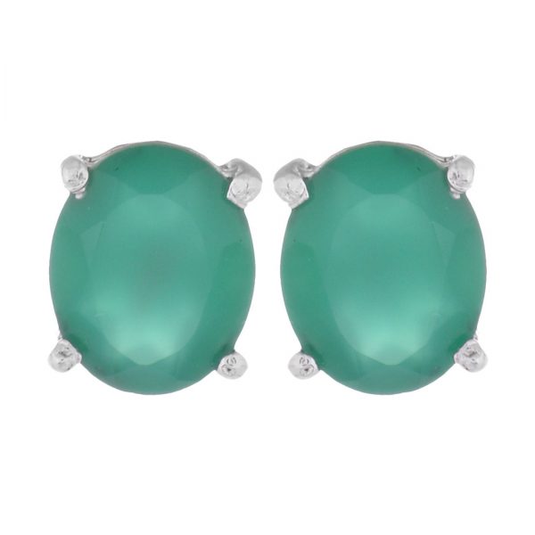 YUBI Silver & Green Silver Studs for Women (YUBI 0082 CF)