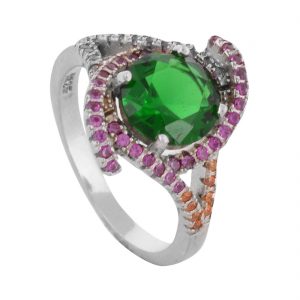 YUBI Multicolour Silver Ring for Women (YUBI 0101 R)