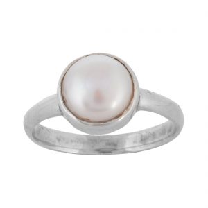 YUBI Silver & White Silver Ring (YUBI 0106 R)