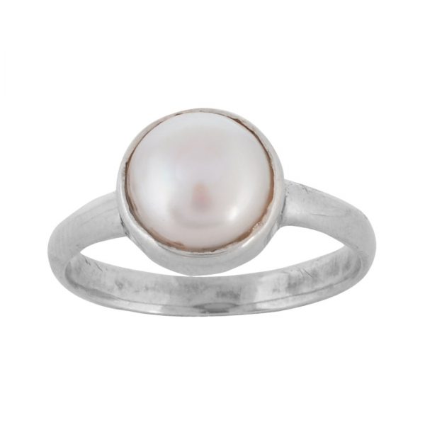 YUBI Silver & White Silver Ring (YUBI 0106 R)