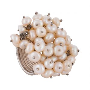 YUBI Silver & Cream Silver Ring for Women (YUBI 0107 R)